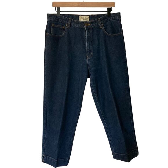 Y2K Eddie Bauer Mom Cropped Jeans Capris Size 14 Denim - Picture 1 of 6